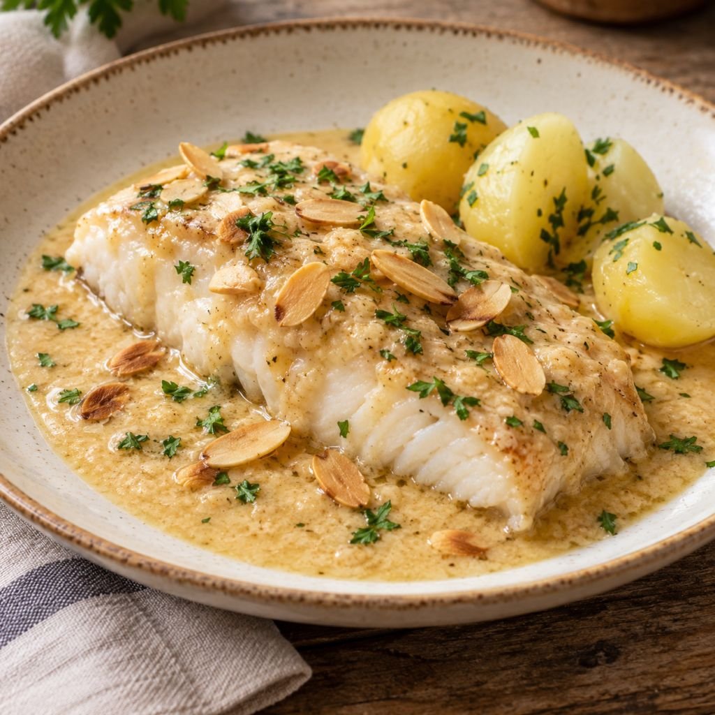 Plato de pescado con acompañamiento, sugerencia de presentación